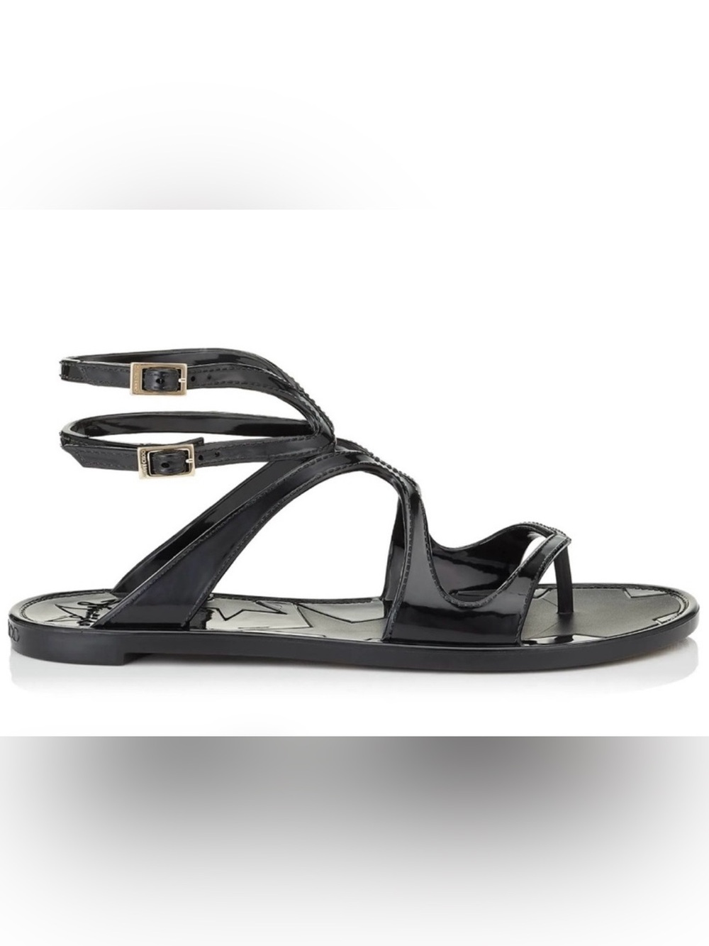 Jimmy Choo Black Jelly Strappy Flat Sandal